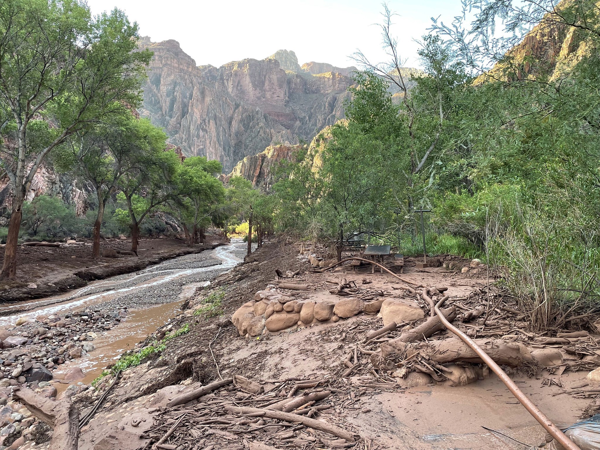 Damage at Bright Angel Campground After Flash Flood
