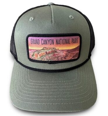 Olive hat with North Rim of Grand Canyon panoramic patch