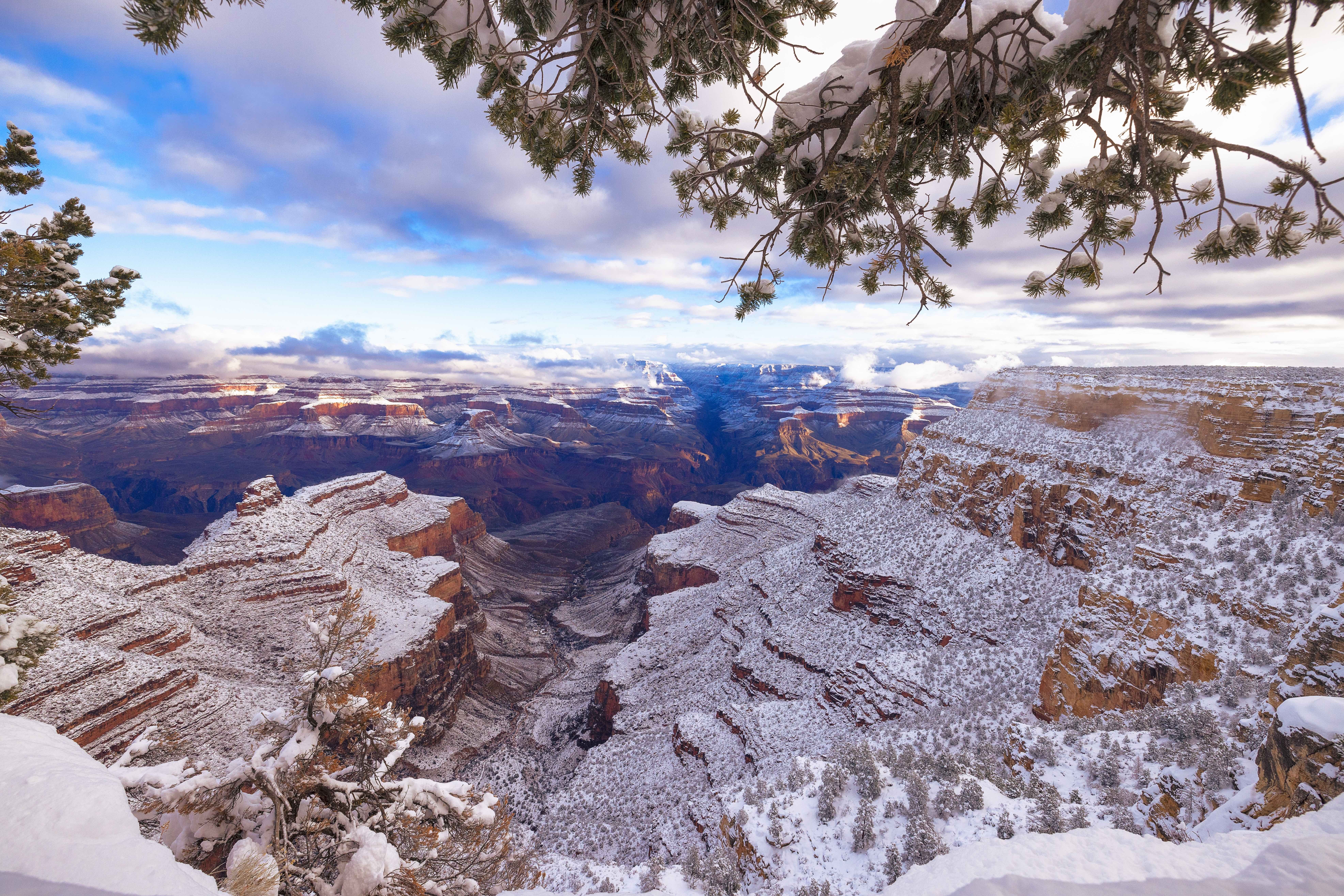 View of Bright Angel in the snow