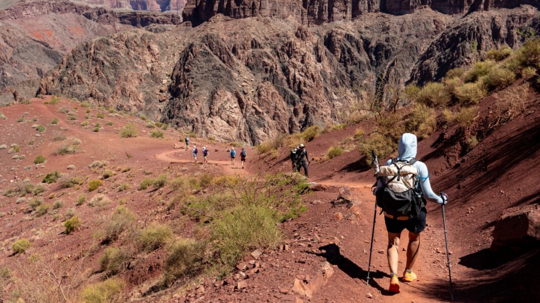 Hiker going down south kaibab