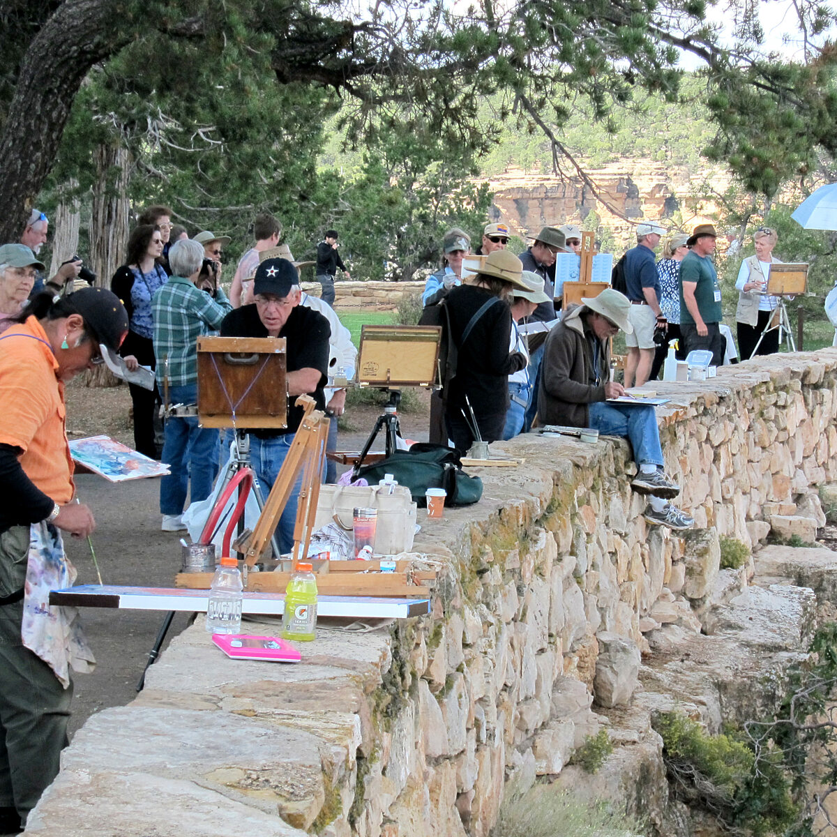 Artists working during the Quick Draw event during the 2011 Celebration of Art, Grand Canyon, NPS/Michael Quinn