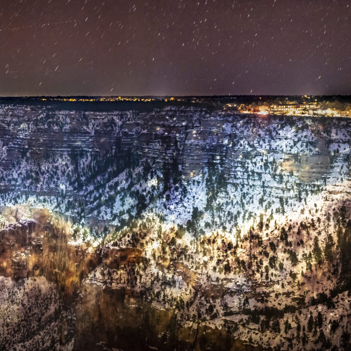 Projection of a star cluster on the walls of the south rim by former artist in residence, Mark Chen.