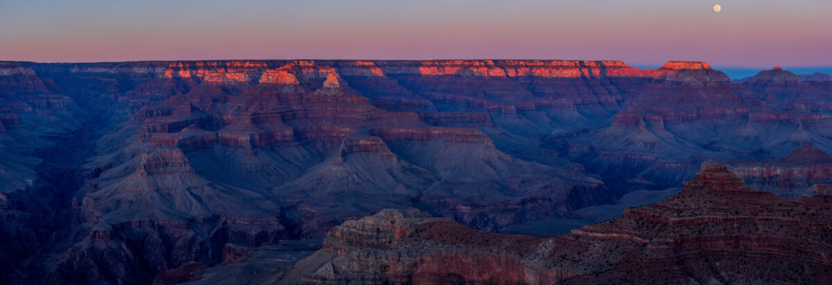 Grand Canyon National Park — Moonrise panorama, February 26, 2021