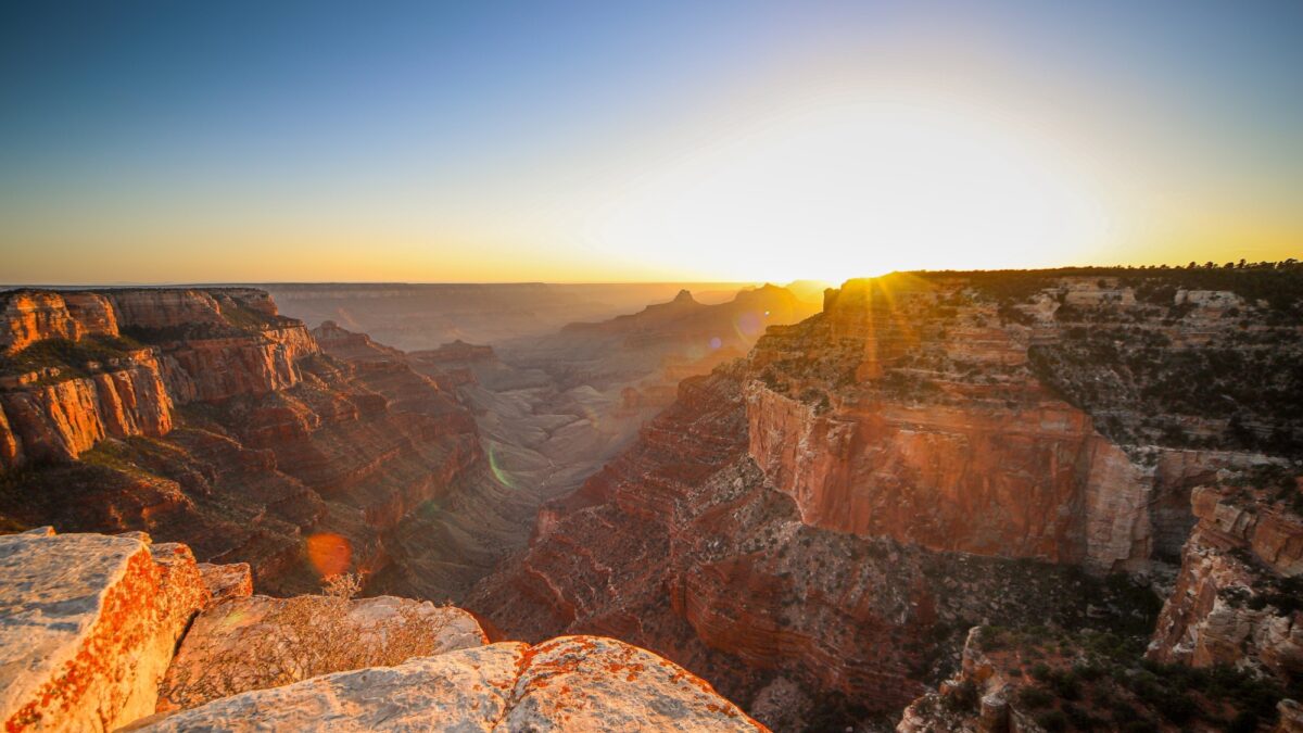 Cape Royal at sunset on the North Rim of Grand Canyon.