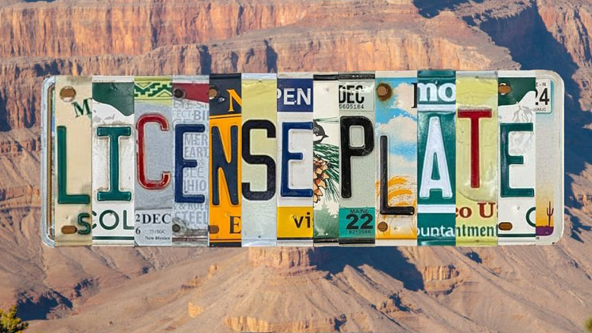 License Plate overlayed over image of Grand Canyon