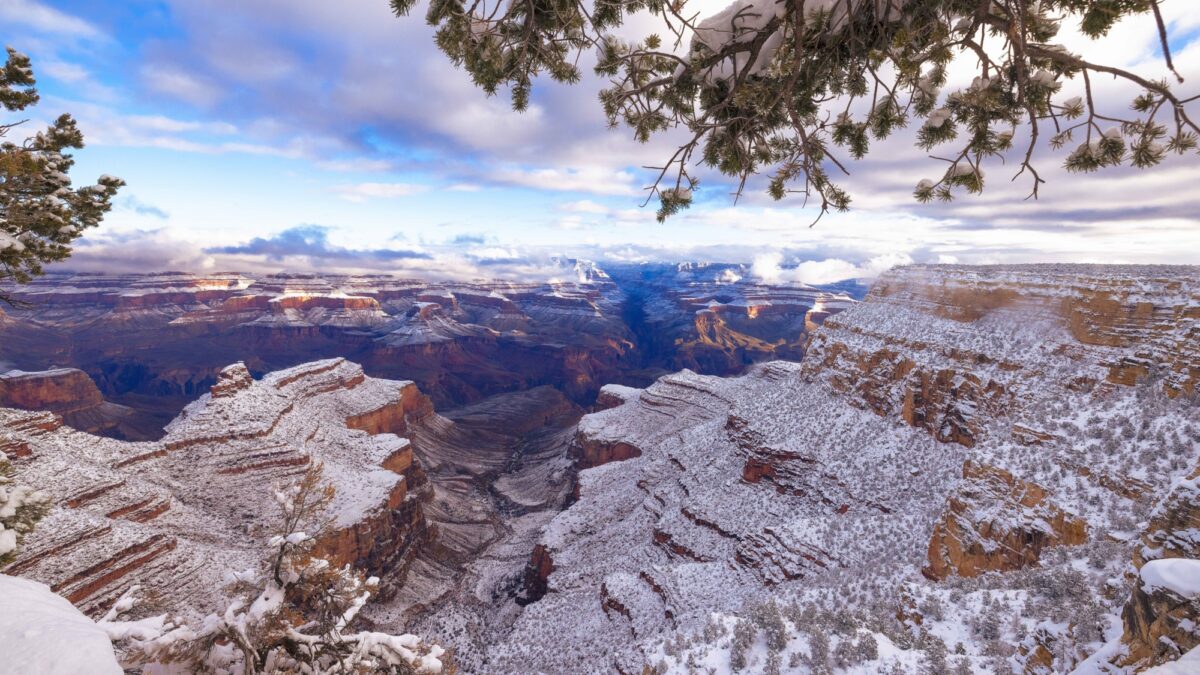 View of Bright Angel in the snow