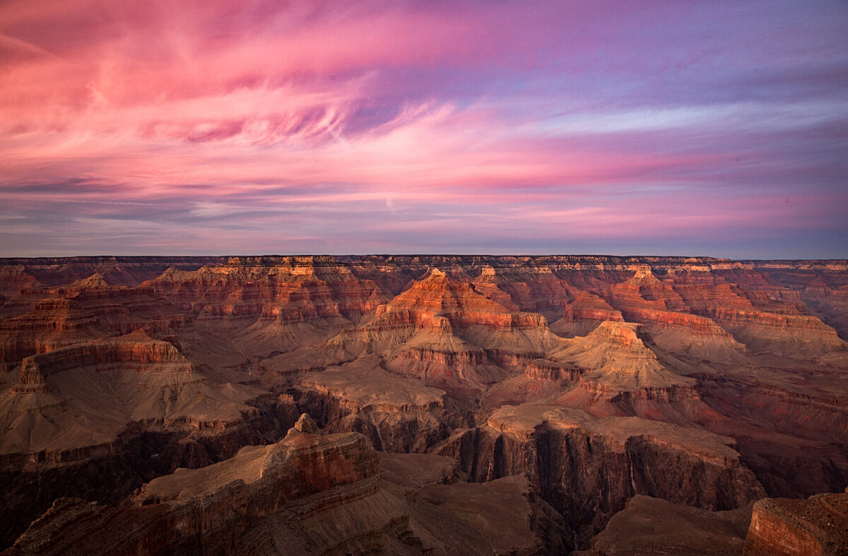 Sunset Maricopa Point - hues of pinks and purples can be seen
