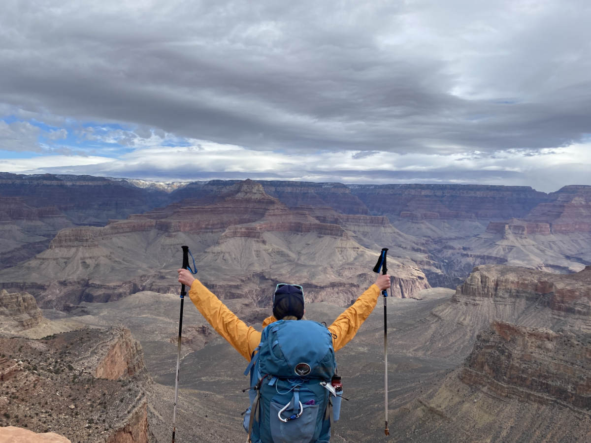 Backpacker looking out the Grand Canyon