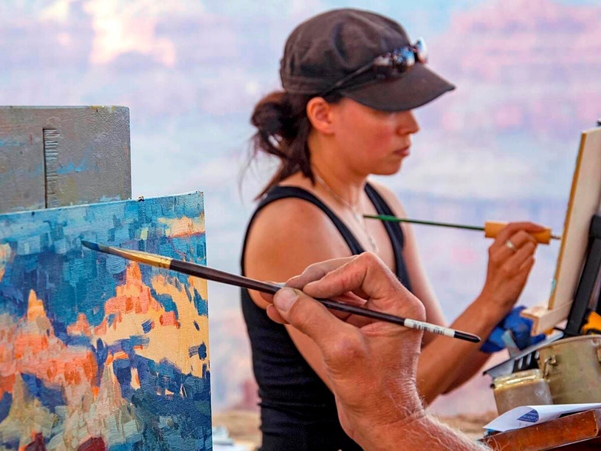 Michelle Condrat painting on the South Rim Grand Canyon Celebration of Art NPS Michael Quinn
