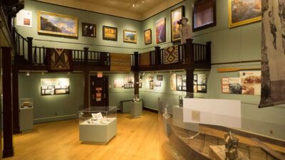 Wide view of inside art gallery at Kolb Studio at Grand Canyon National Park