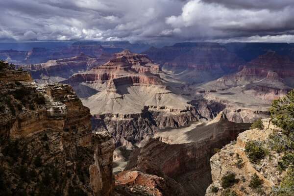 Grand Canyon with grey clouds