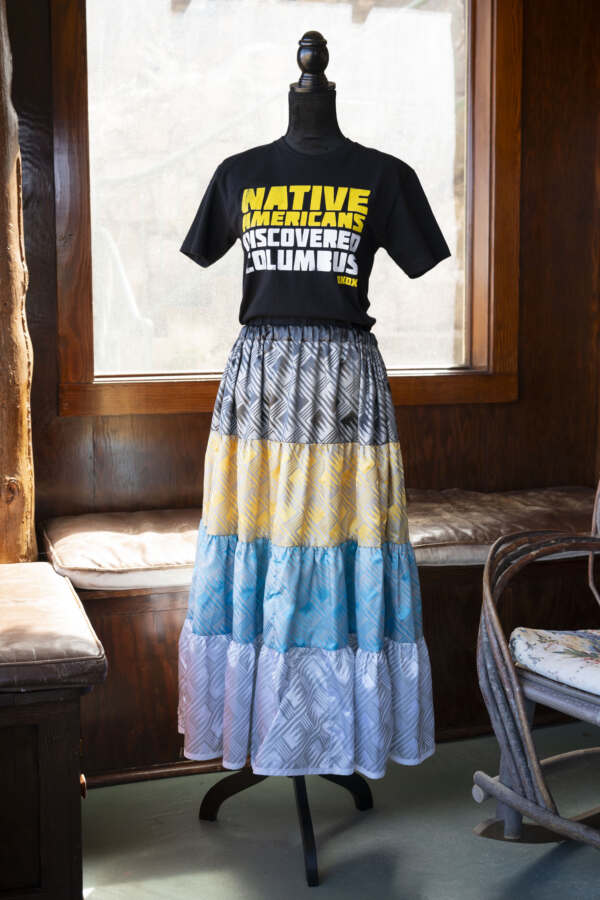 Four Directions Satin Printed Skirt & Columbus Shirt