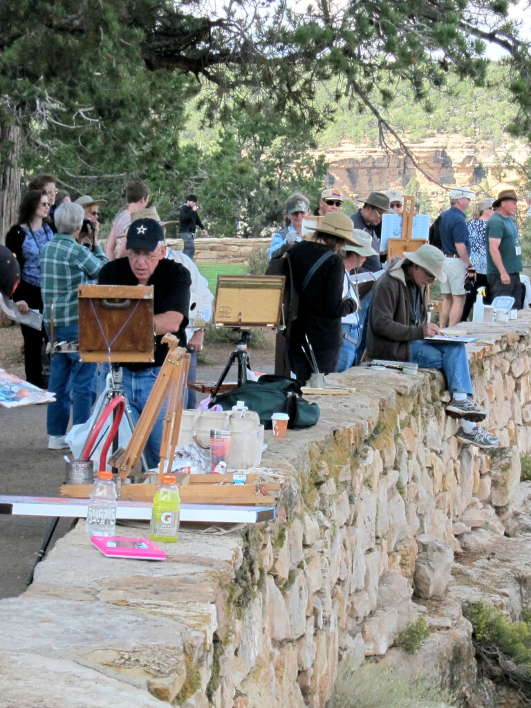 Artists working during the Quick Draw event during the 2011 Celebration of Art, Grand Canyon, NPS/Michael Quinn