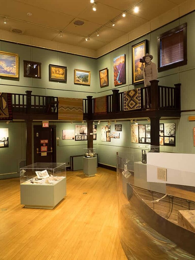 Wide view of inside art gallery at Kolb Studio at Grand Canyon National Park