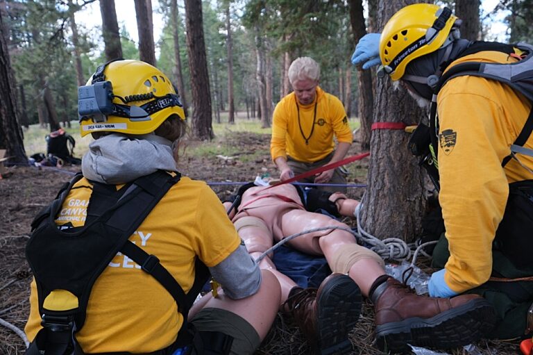 North Rim's 2022 Progressive Skills training. First responders work on packaging during a 2022 training.