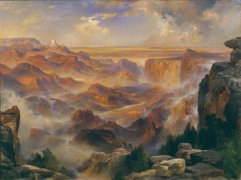 Thomas Moran painting showing a scene at the eastern end of Grand Canyon.