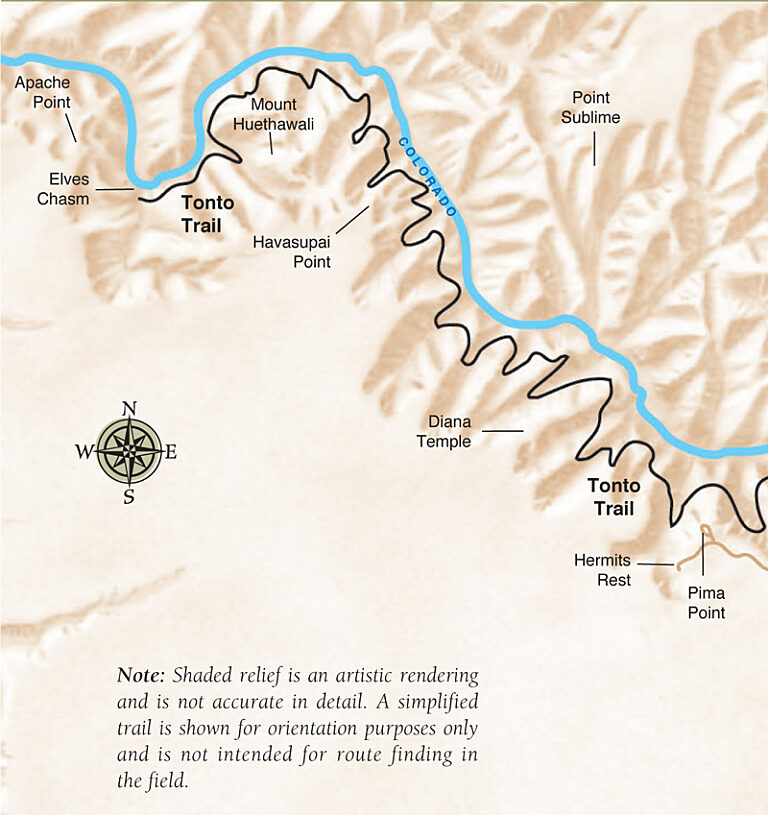 Tonto Trail West map, 2017