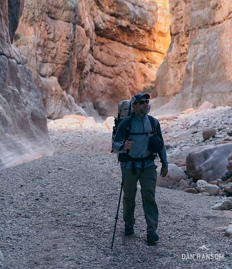 Rich Rudow in the depths of a slot canyon in the Grand Canyon