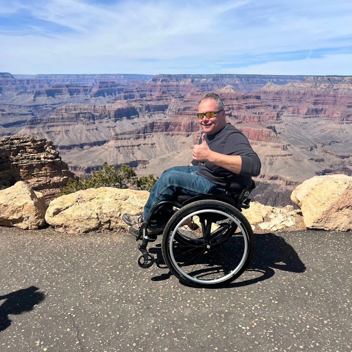 Wheelchair user at Grand Canyon uses rim trail
