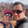 Selfie of Ellie and Chris featuring Grand Canyon in the background