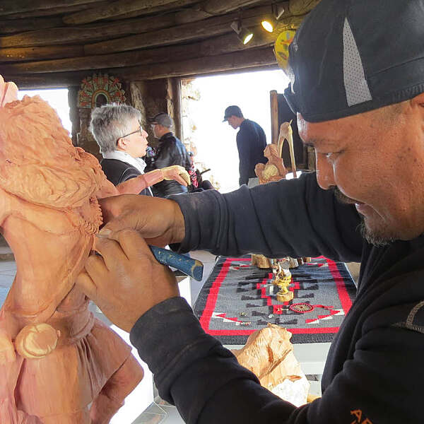 Duwayne Chee Sr carving wood sculpture