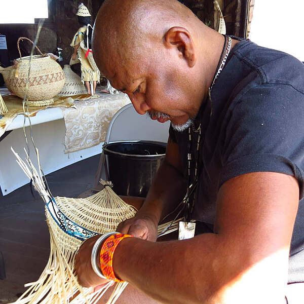 Everett Pikyavit working on artwork